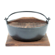 Thunder Group 32 oz, 6-3/4" Diameter x 2-1/2" Height, Nabemono Bowl with 4" Handle Height and Wooden Lid, Cast Iron with Non-Stick Coating and 6-5/8" x 6-5/8" x 1/4" Wooden Base Board by Thunder Group (thunder-group-32-oz-6-3-4-diameter-x-2-1-2-height-nabemono-bowl-with-4-handle-height-and-wooden-lid-cast-iron-with-non-stick-coating-and-6-5-8-x-6-5-8-x-1-4-wooden-base-board)