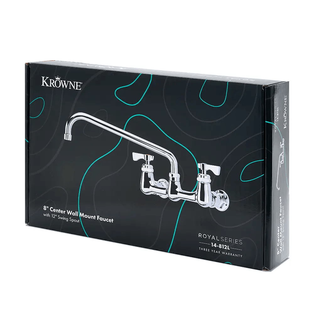 Krowne 14-812L Silver Series 8" Wall Mount Faucet with 14" Spout by Krowne (krowne-14-812l-silver-series-8-wall-mount-faucet-with-14-spout)