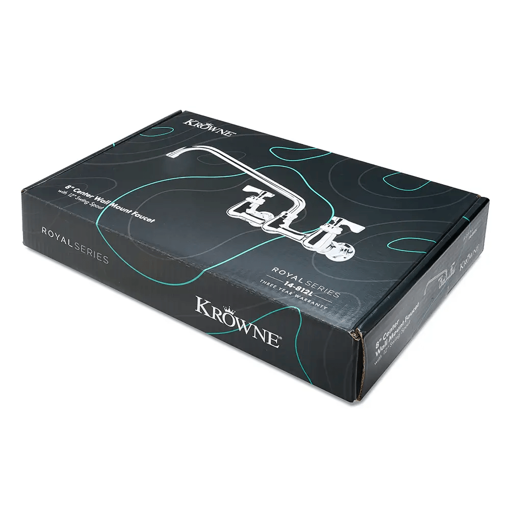 Krowne 14-812L Silver Series 8" Wall Mount Faucet with 14" Spout by Krowne (krowne-14-812l-silver-series-8-wall-mount-faucet-with-14-spout)