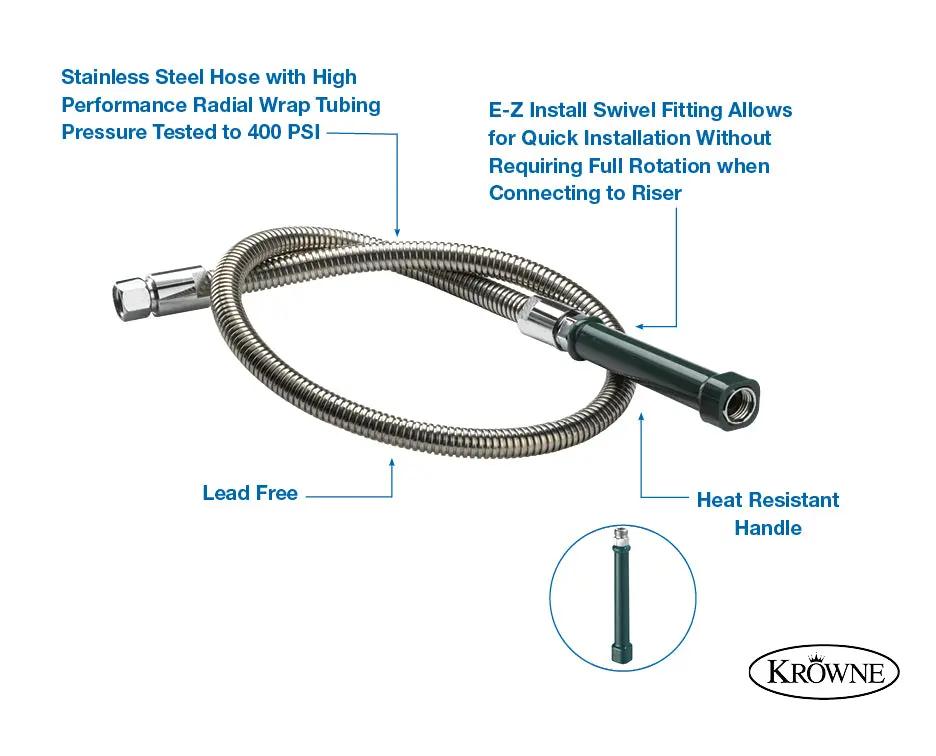 Krowne 21-133L Royal Series 44" Pre-Rinse Hose with Grip by Krowne (krowne-21-133l-royal-series-44-pre-rinse-hose-with-grip)