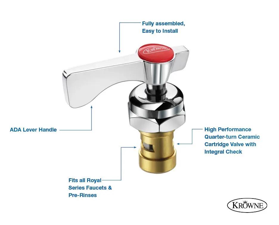 Krowne Royal Series 21-309L Hot 1/4 Turn High Performance Ceramic Cartridge Valve by Krowne (krowne-royal-series-hot-1-4-turn-high-performance-ceramic-cartridge-valve)