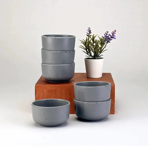 Melamine Serving Bowls 4 inch, 12 Oz Grey Dots, Pack of 12