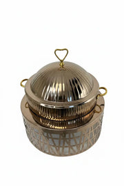 Antique Rose Gold Chafing with Golden Brass Handles Front