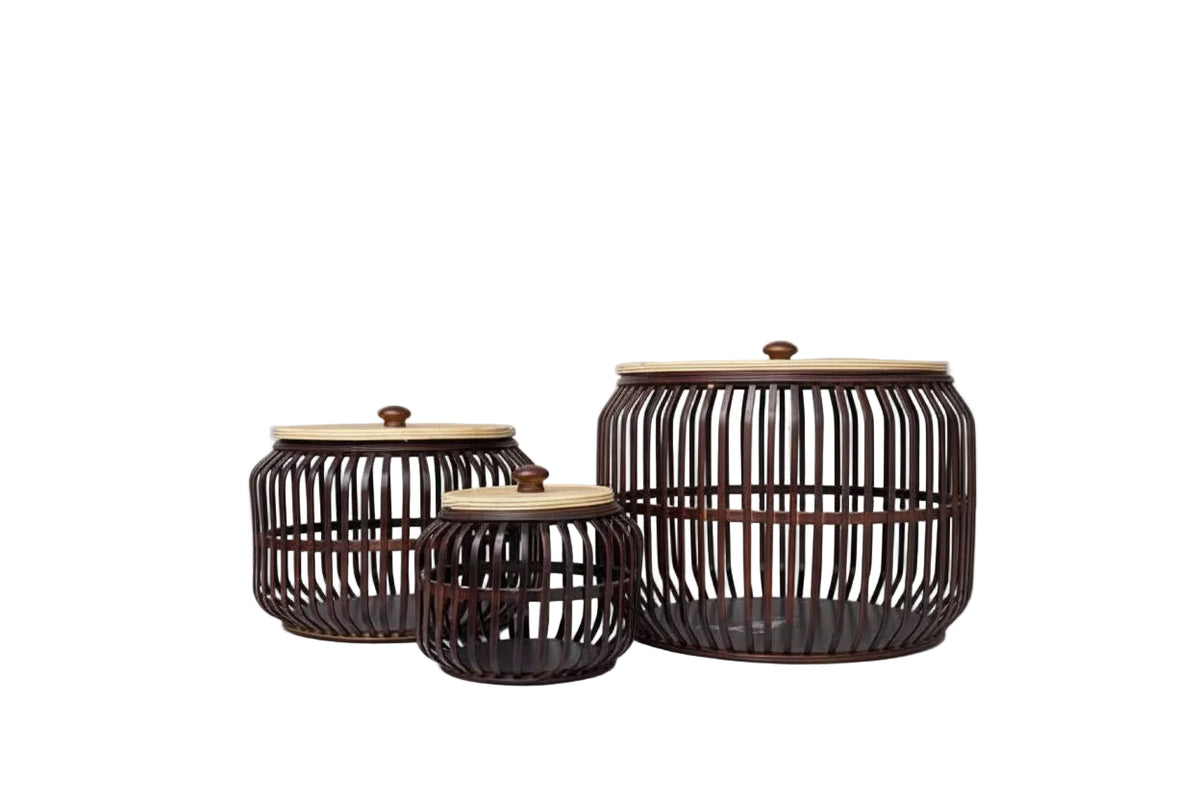Dark Wooden Pani Puri Basket Set Product Image