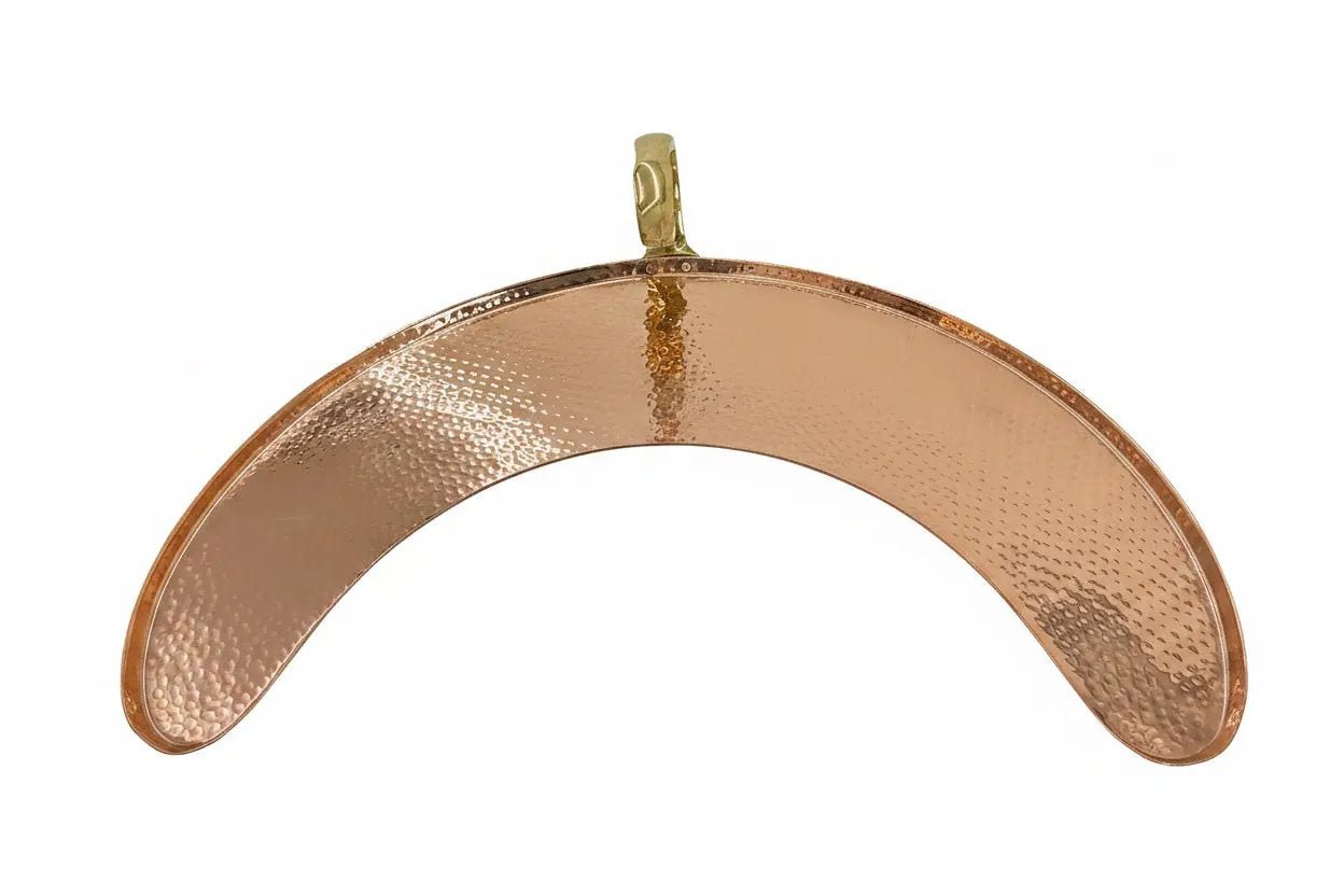 Hammered Copper Moon Thali with Brass Handle Top View Product Image