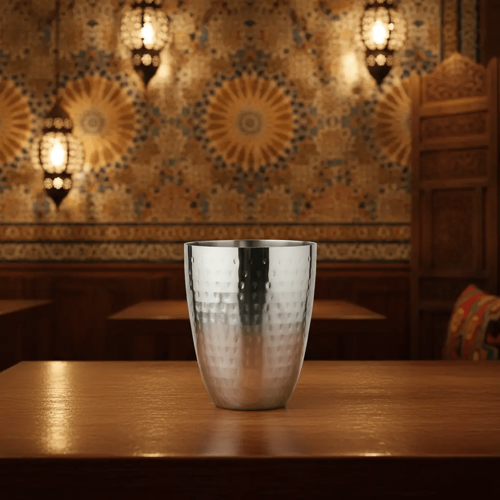 Hammered Stainless Steel Curved Tumbler Cup - 12oz by Nishi Enterprise Inc (hammered-stainless-steel-curved-tumbler-cup)