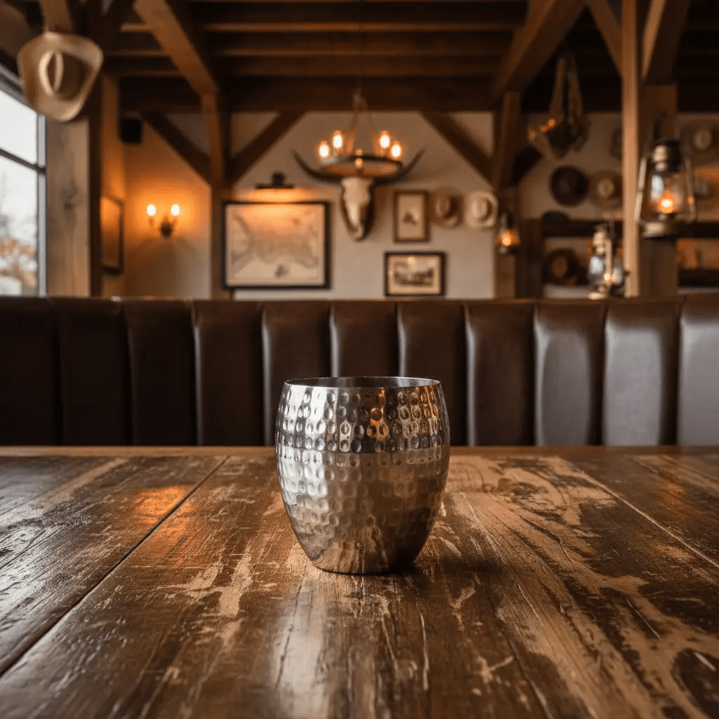 Hammered stainless steel oval shaped tumbler cup by Nishi Enterprise Inc (hammered-stainless-steel-oval-shaped-tumbler-cup)