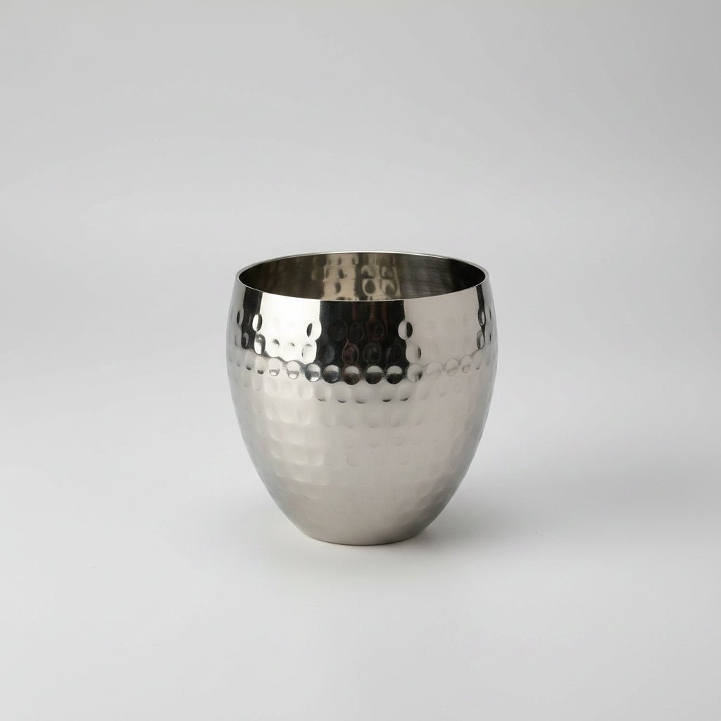 Hammered Stainless Steel Oval Shaped Tumbler Cup - 8 Oz. In Close Product Image