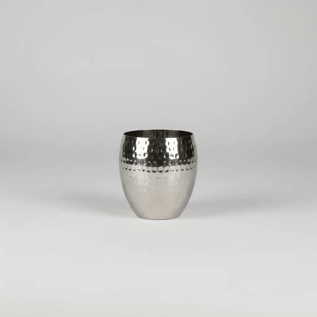 Hammered Stainless Steel Oval Shaped Tumbler Cup - 8 Oz. Product Image