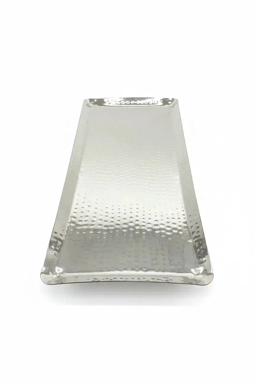 Hammered Stainless Steel Rectangular Tray, Mirror Coated Product Image