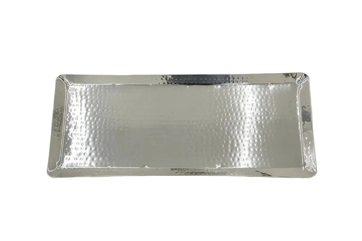 Hammered Stainless Steel Rectangular Tray, Mirror Coated Overview Image