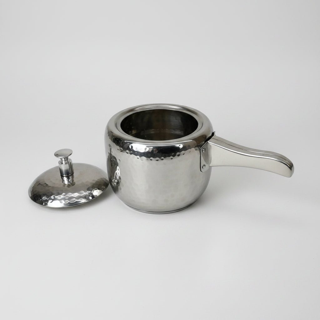 Hammered Stainless Steel Serving Cooker - 30 oz by Nishi Enterprise Inc (hammered-stainless-steel-serving-cooker-30-oz-open-cooker-view)