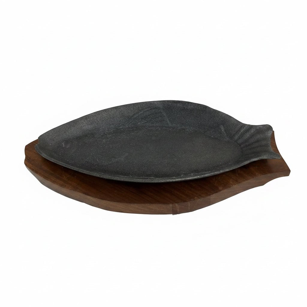 Iron Fish Sizzler Plate with Wood Liner Overview