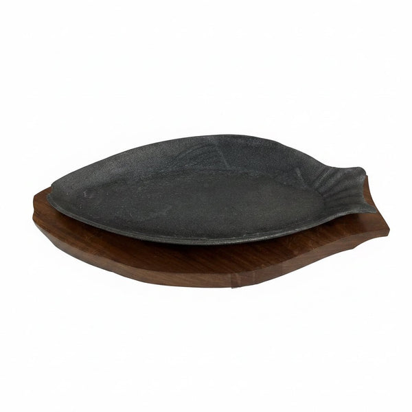 Iron Fish Sizzler Plate with Wood Liner Overview