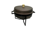 Hammered Antique Copper Chafing Dish with Black Stand and Gold-Color Knob by Nishi Enterprise Inc (hammered-antique-copper-chafing-dish-with-black-stand-and-gold-color-knob)