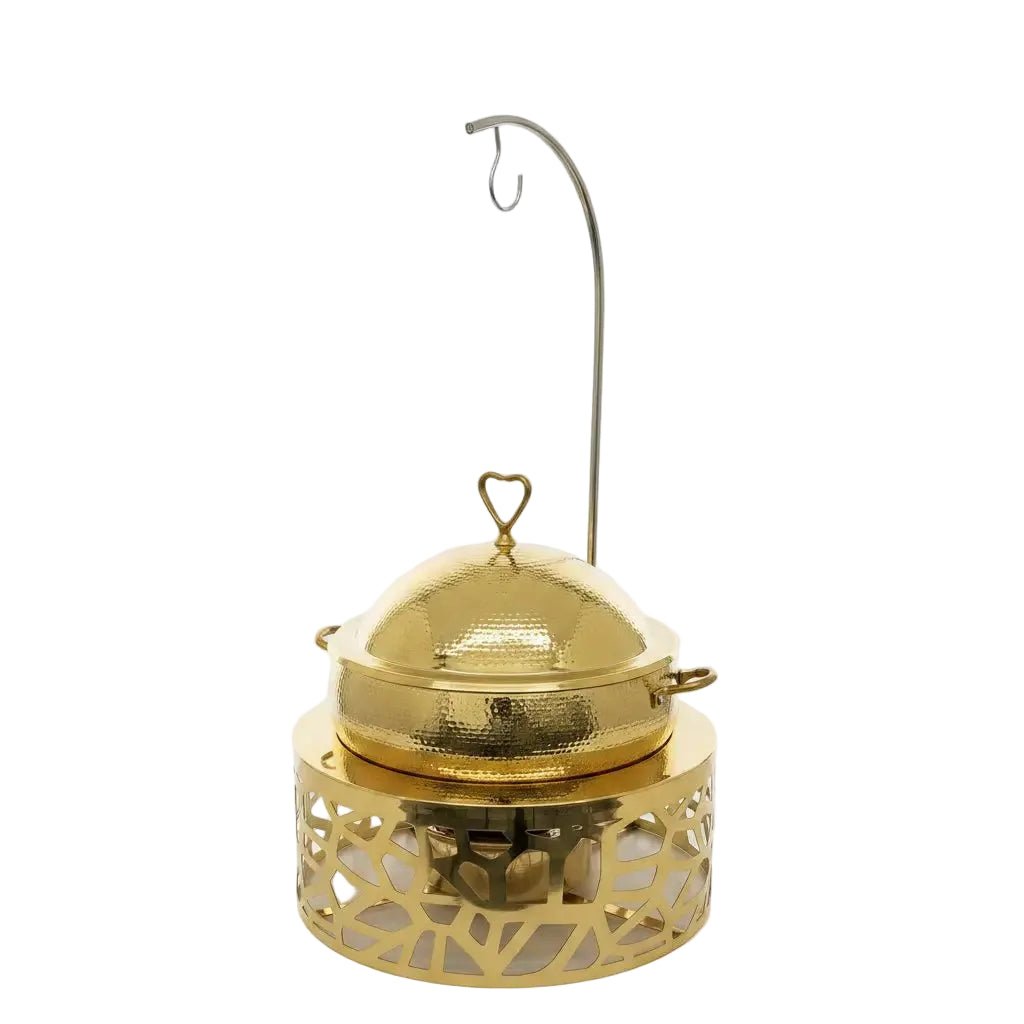 Hammered Arabic Hammered Golden Chaffing Dish Product Image 