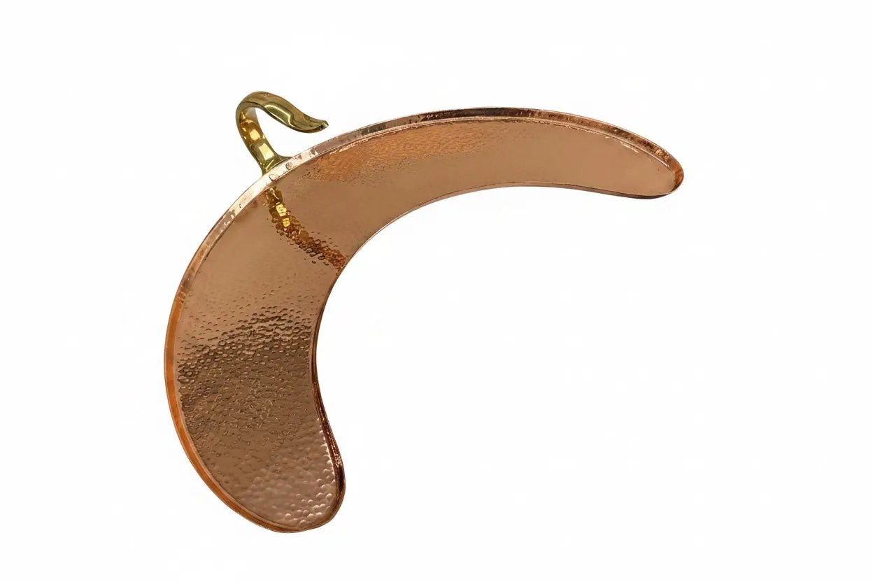 Hammered Copper Moon Thali with Brass Handle by Nishi Enterprise Inc (hammered-copper-moon-thali-with-brass-handle)