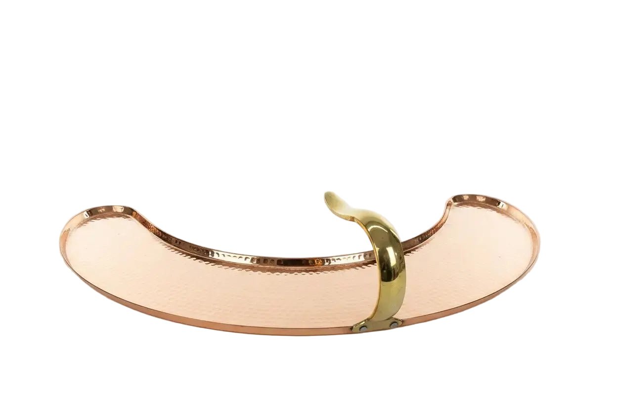 Hammered Copper Moon Thali with Brass Handle Product Image