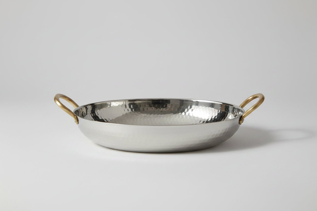 Hammered Oval Dish with Two Gold Brass Handles #3 Product Image