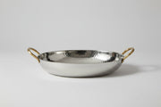 Hammered Oval Dish with Two Gold Brass Handles #3 Product Image