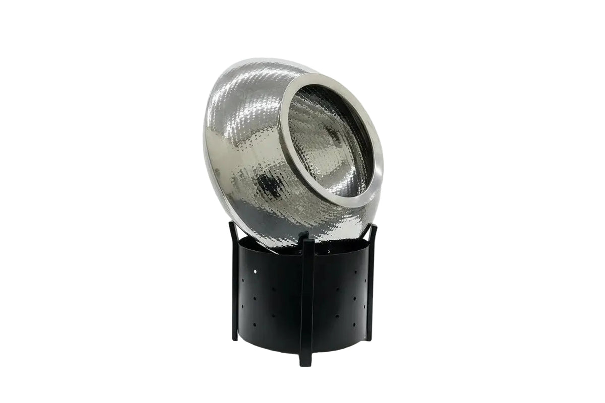 Hammered Stainless Steel Pani Puri Chafing Bowl Side Angle Product Image