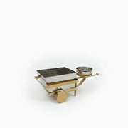 Hammered stainless steel server trolly with golden trolly and handle by Nishi Enterprise Inc (hammered-stainless-steel-server-trolly-with-golden-trolly-and-handle)