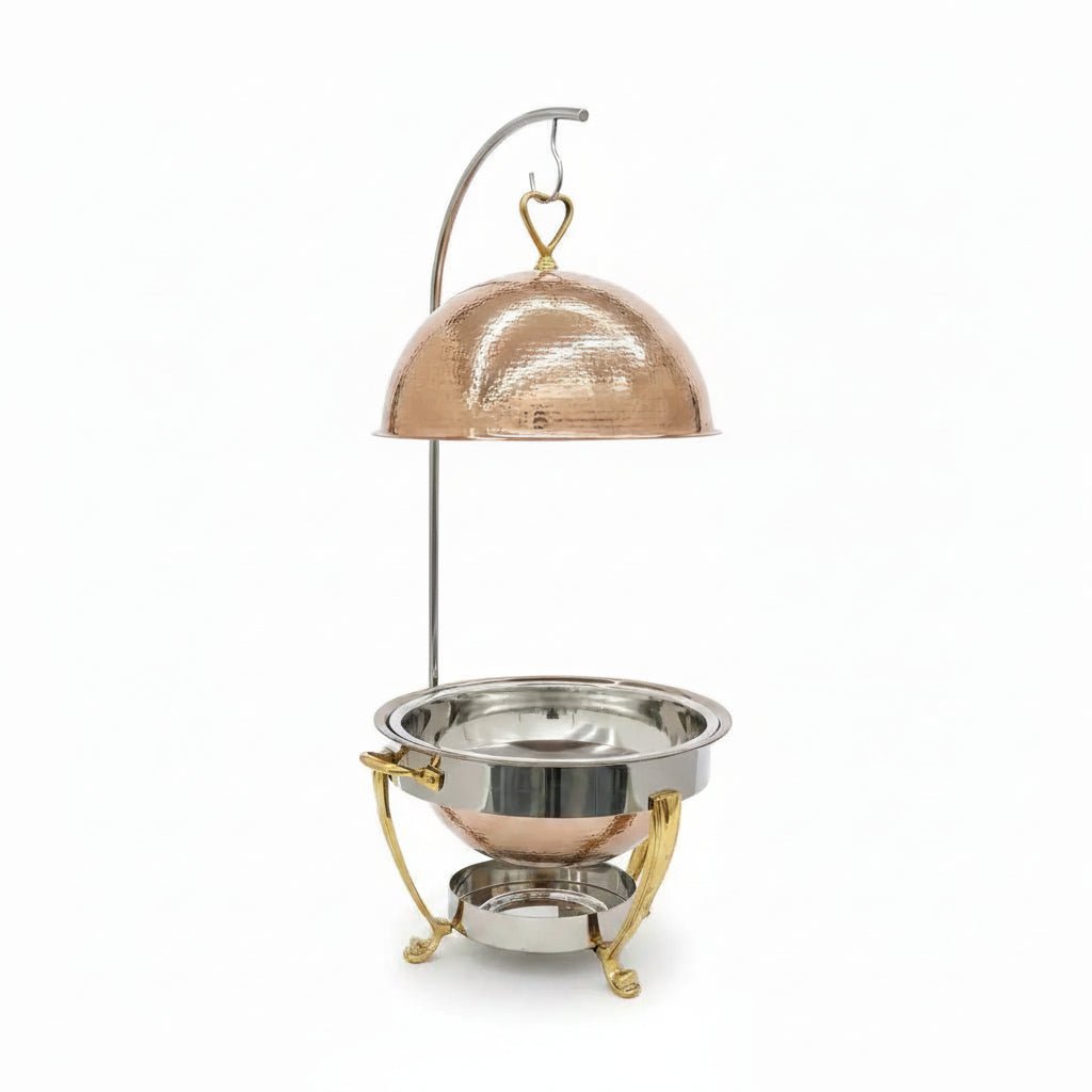 Rose gold Silver Chafing Dish with Brass Handles Product Image