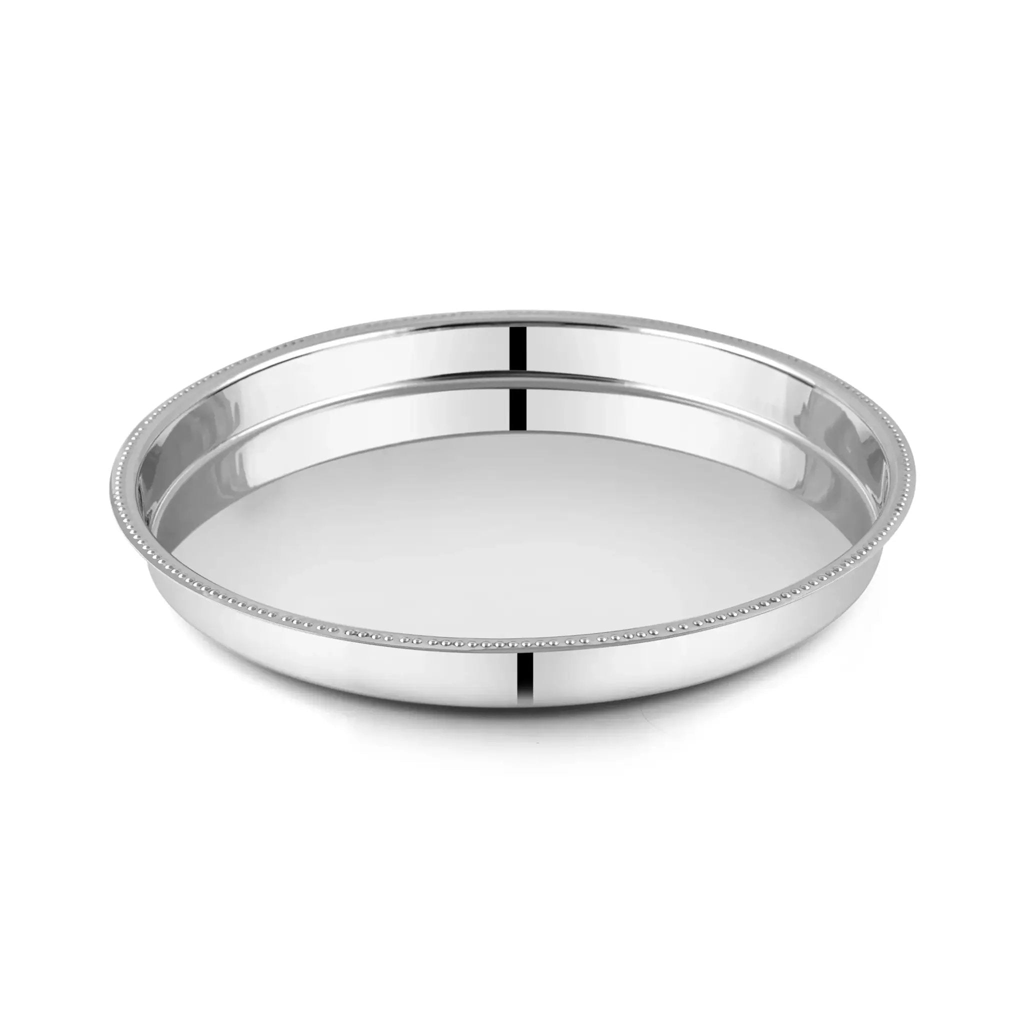 Stainless Steel Hammered Round Thali Platter 12 Inch