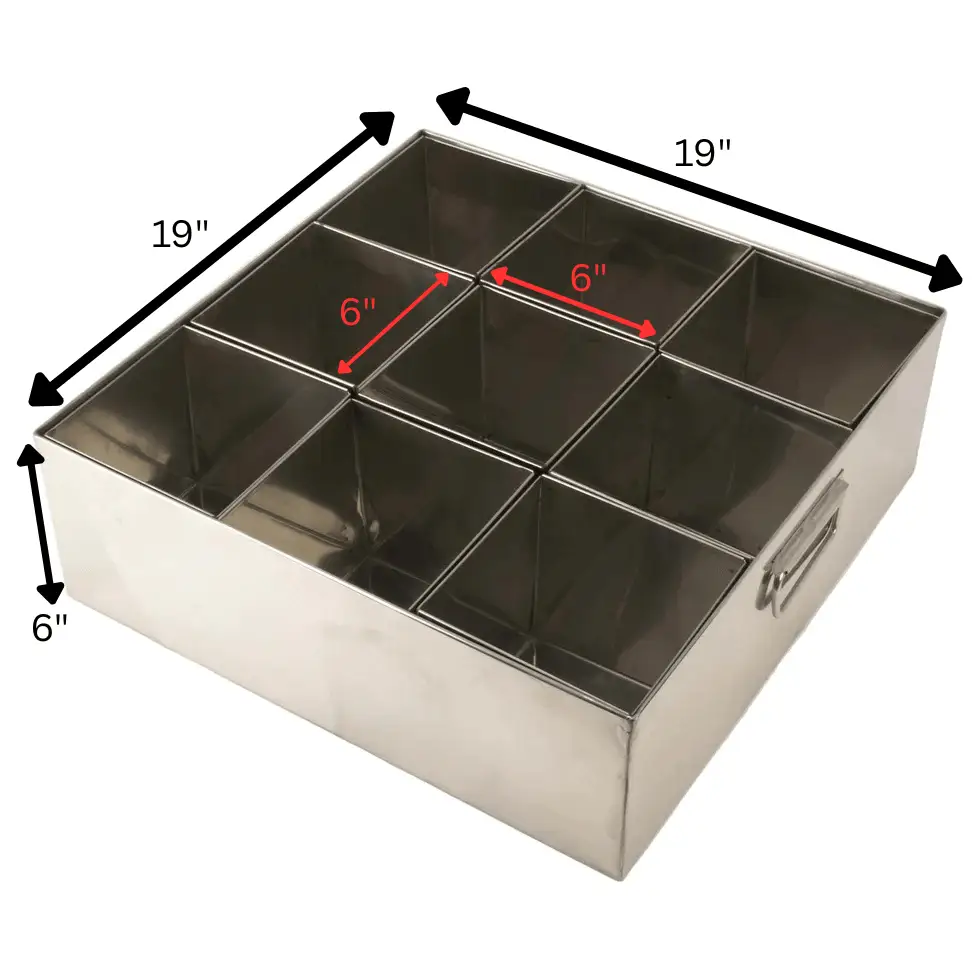 Nishi spice-box-9-L – Stainless Steel Masala Dabba/ Spice Box with 9 Large containers - 115 Oz. each