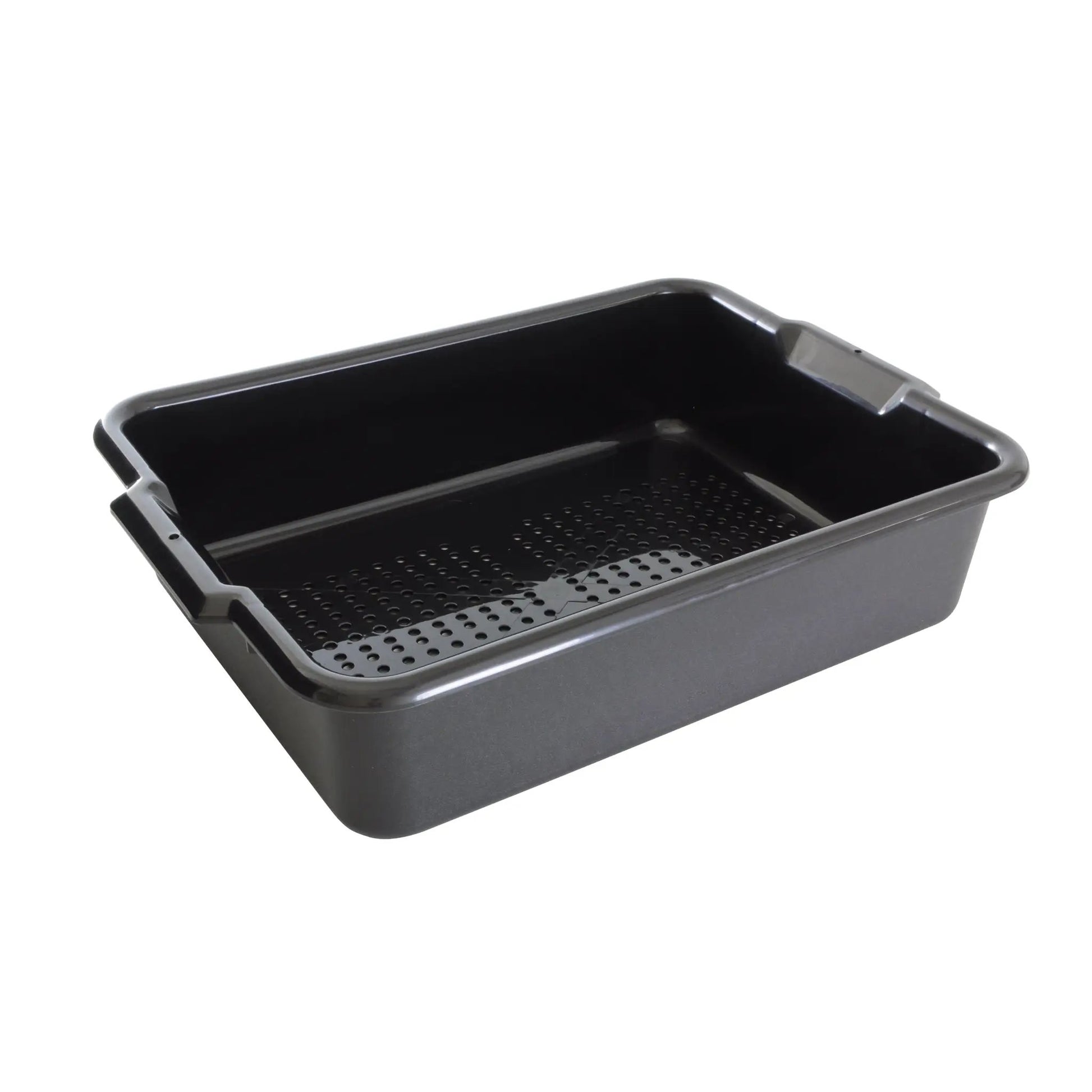 Thunder Group 20-1/2" x 15-1/2" x 5?, Perforated Bus Box, Black Color, Polypropylene, No Dishwashing, No Microwave by Thunder Group (thunder-group-20-1-2-x-15-1-2-x-5-perforated-bus-box-black-color-polypropylene-no-dishwashing-no-microwave)
