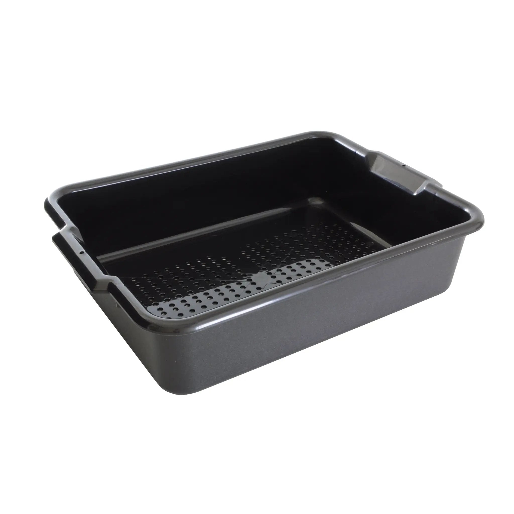 Thunder Group 20-1/2" x 15-1/2" x 5?, Perforated Bus Box, Black Color, Polypropylene, No Dishwashing, No Microwave by Thunder Group (thunder-group-20-1-2-x-15-1-2-x-5-perforated-bus-box-black-color-polypropylene-no-dishwashing-no-microwave)