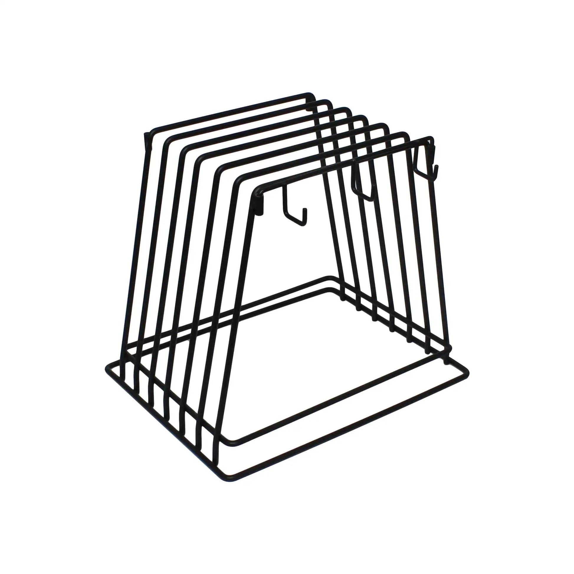 Thunder Group 12" x 9-1/4" x 10-1/4", Sturdy, Powder-Coated Cutting Board Rack, holds up to 6 Cutting Boards and features 6 Brush Hooks on the sides for hanging Brushes, Wire, Made In Taiwan by Thunder Group (thunder-group-12-x-9-1-4-x-10-1-4-sturdy-powder-coated-cutting-board-rack-holds-up-to-6-cutting-boards-and-features-6-brush-hooks-on-the-sides-for-hanging-brushes-wire-made-in-taiwan)