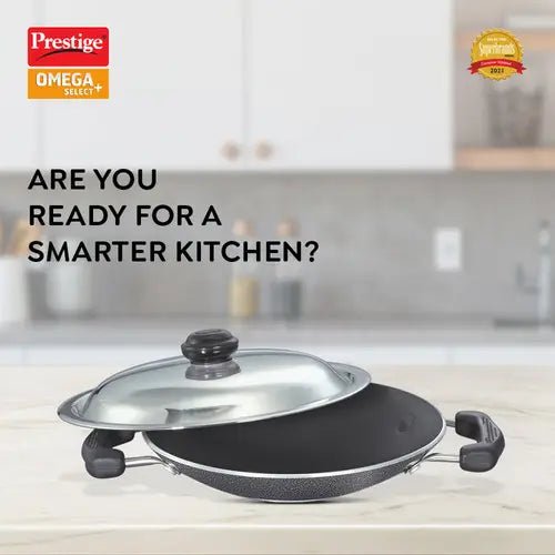 Prestige Omega Select Plus Non - stick Appachatty with Stainless Steel Lid, 20cm (Black)