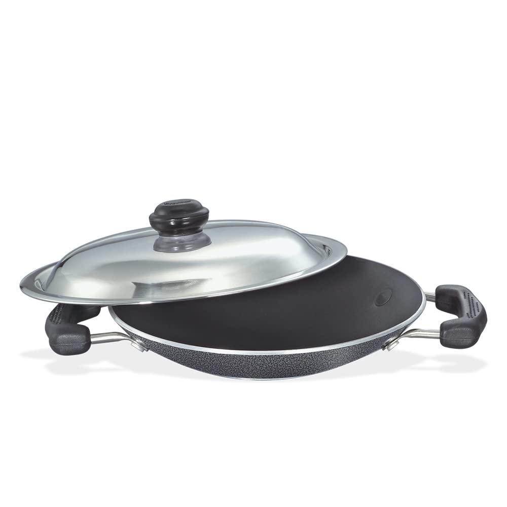 Prestige Omega Select Plus Non - stick Appachatty with Stainless Steel Lid, 20cm (Black)