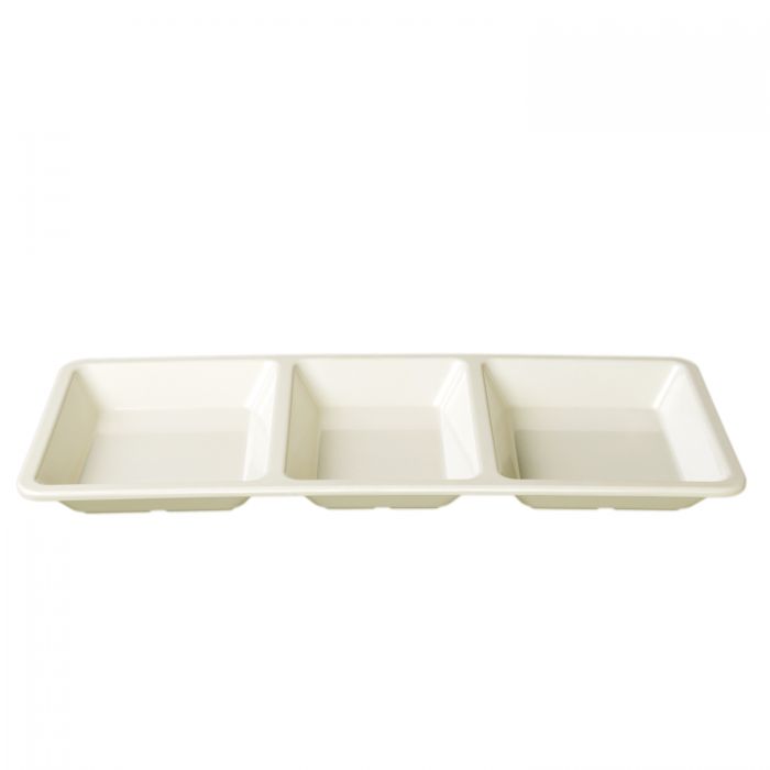 Thunder Group PS5103V, 28 OZ, 15" X 6 1/4" X 1 3/8", RECTANGULAR 3 SECTION COMPARTMENT TRAY, PASSION PEARL, Melamine, NSF, Case Pack of 6