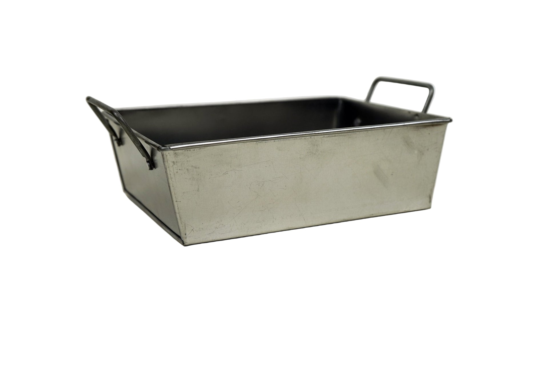 Rectangle Galvanized Metal Bread Basket with handles - Silver - 8 Inch.