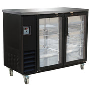 Serv-Ware BB2-24G-HC 49" Black Show Depth Back Bar Cooler w/ Glass Doors