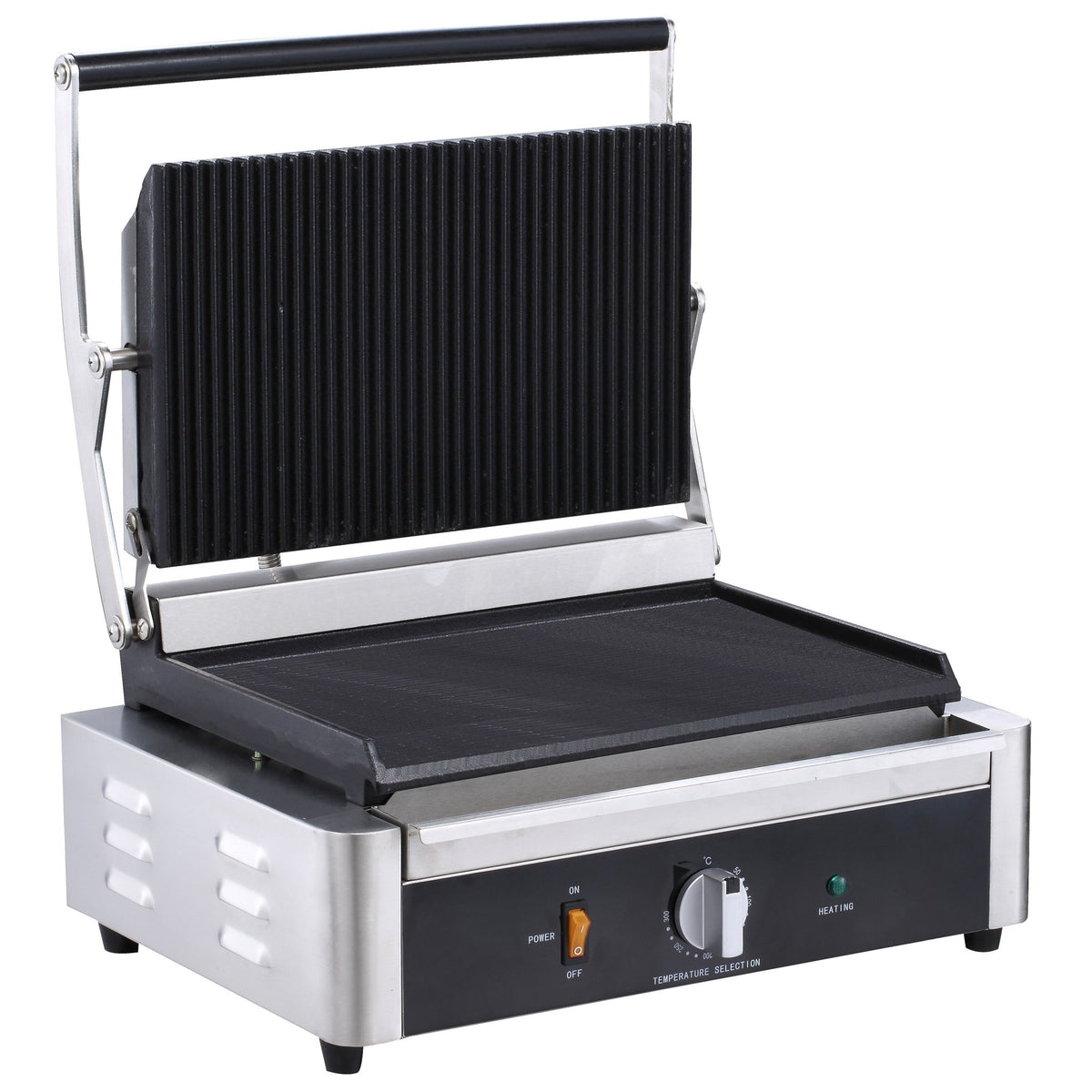 Serv-Ware EPG-100GF Single Panini Grill - Grooved Top, Flat Bottom