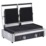 Serv-Ware EPG-200GF Double Panini Grill - Grooved Top, Flat Bottom