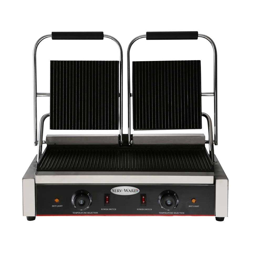 Serv-Ware EPG-200GG Double Panini Grill - Grooved Top & Bottom