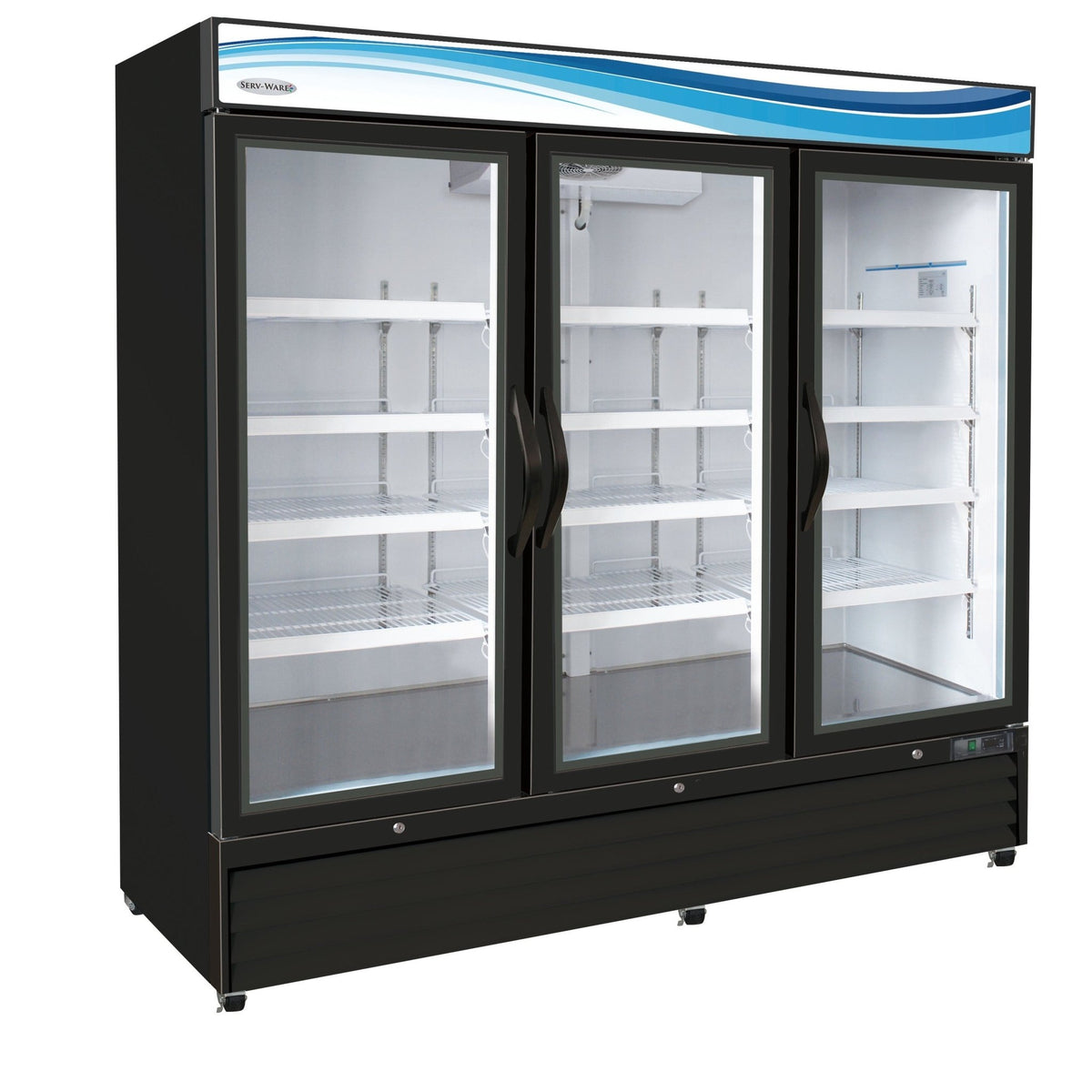 Serv-Ware GF72B-HC Three (3) Glass Door Merchandiser Freezer, Black Cabinet