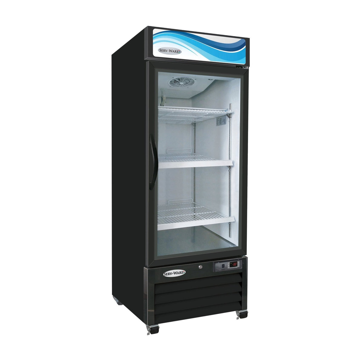 Serv-Ware GR16B-HC One (1) Glass Door Merchandiser Refrigerator, Black Cabinet