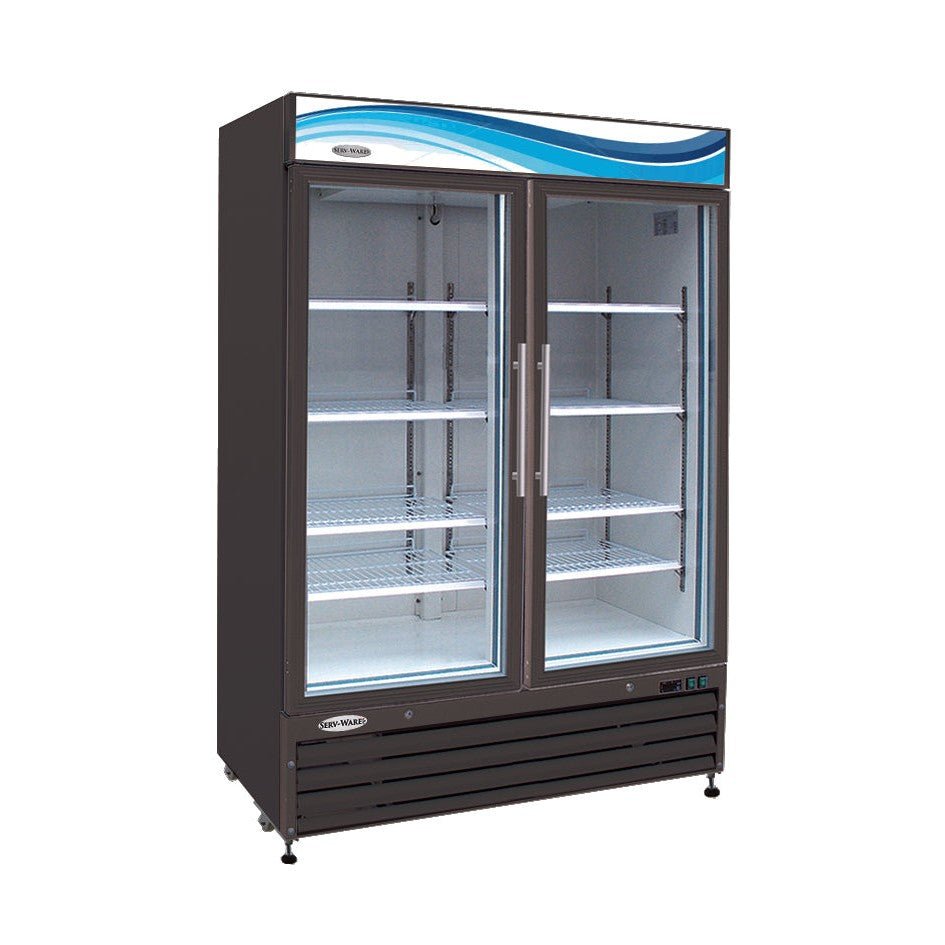 Serv-Ware GR48B-HC Two (2) Glass Door Merchandiser Refrigerator, Black Cabinet