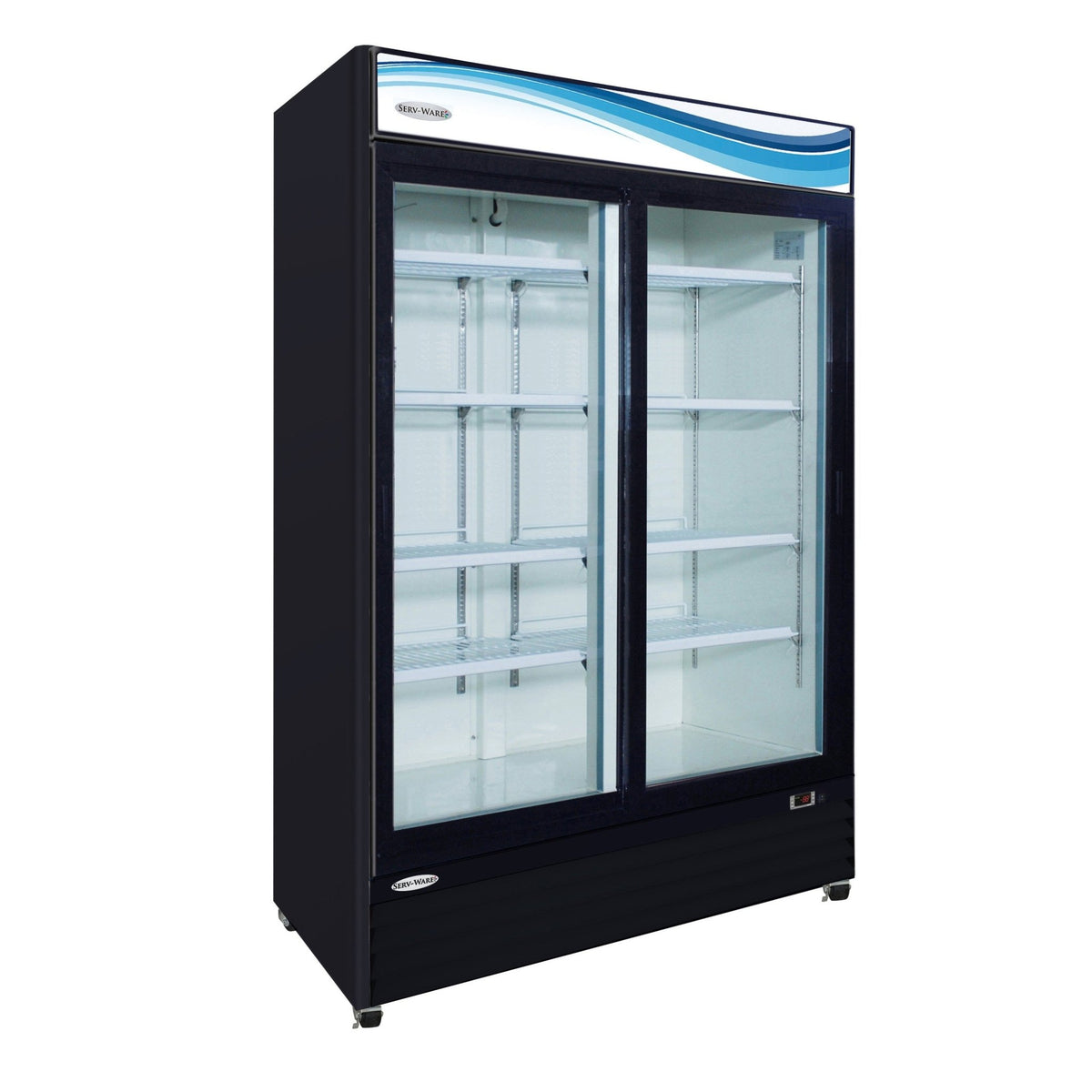 Serv-Ware GR48SB-HC Two (2) Sliding Glass Door Merchandiser Refrigerator, Black Cabinet