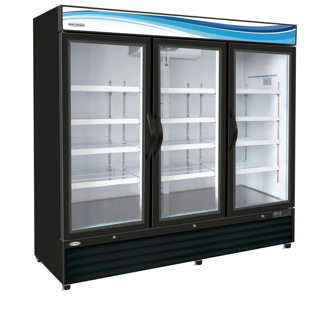 Serv-Ware GR72B-HC Three (3) Glass Door Merchandiser Refrigerator, Black Cabinet