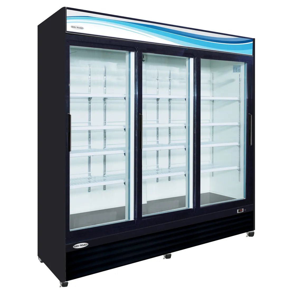 Serv - Ware GR72SB - HC 83" 3 Door Merchandiser Refrigerator with Glass Door