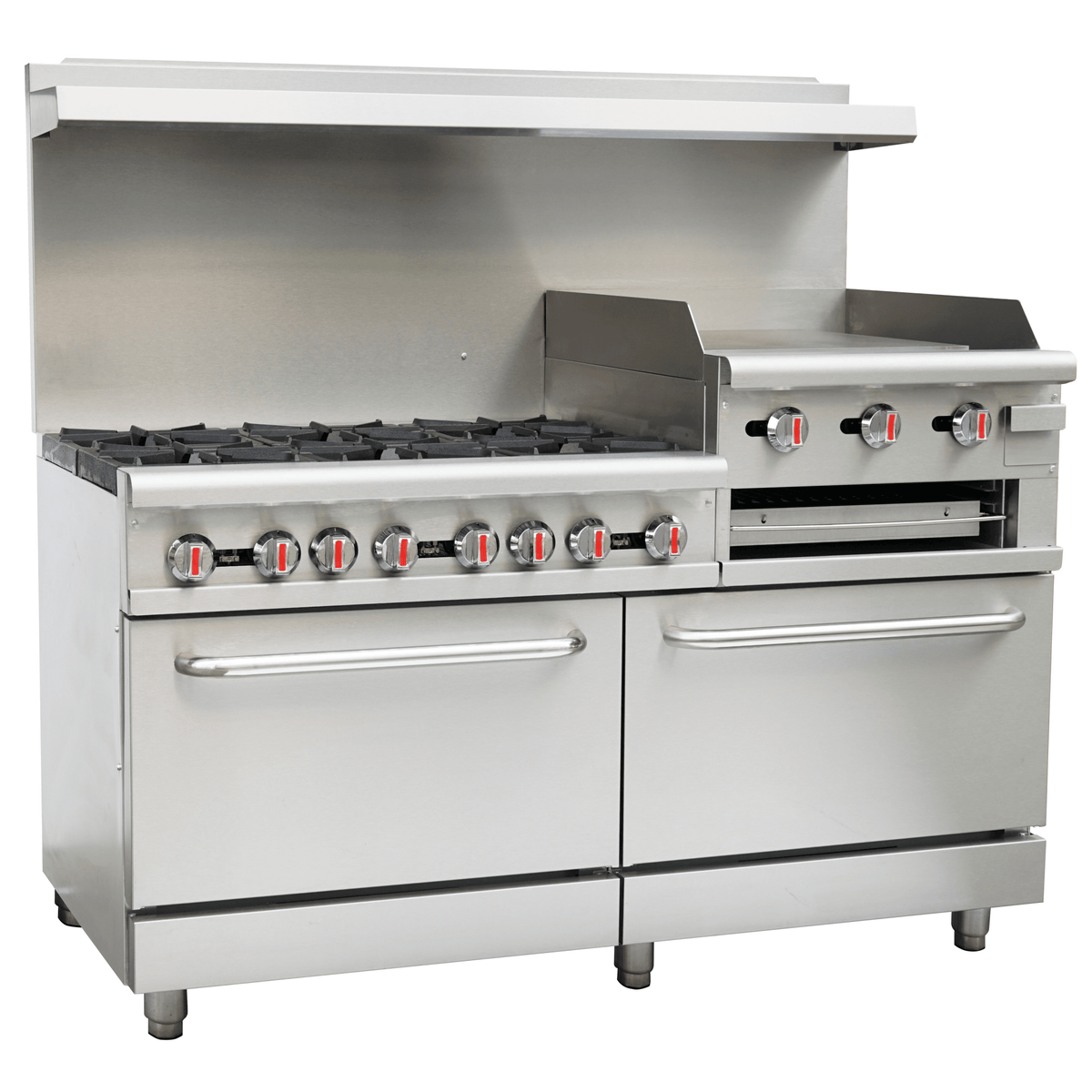 Serv-Ware SGR-6B-24RG 60" Gas Range w/ Six (6) Open Burners & 24" Raised Griddle/Broiler