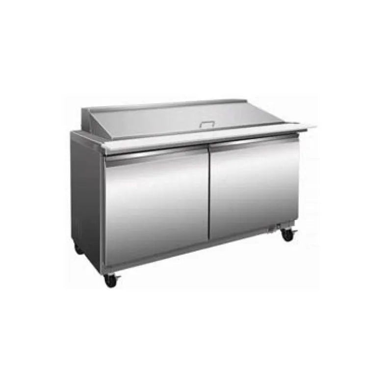 Serv - Ware SP60 - 16 - HC - T 61" 2 - Section Sandwich / Salad Prep Table w/ 2 Doors, 16 Pans