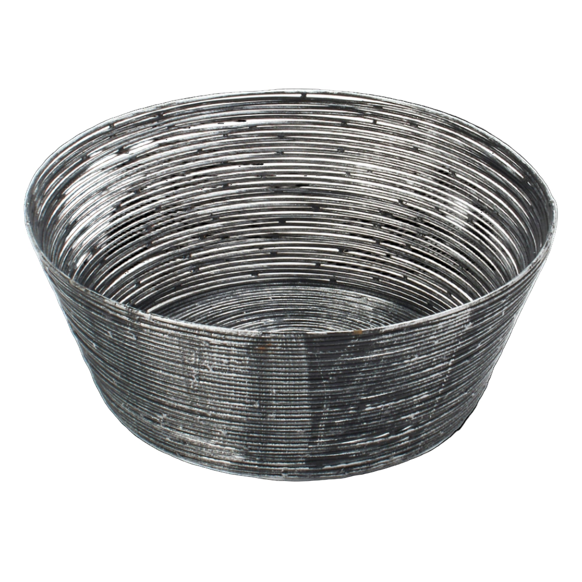 Black/Silver Wire Round Bread Basket - 8 Inch.