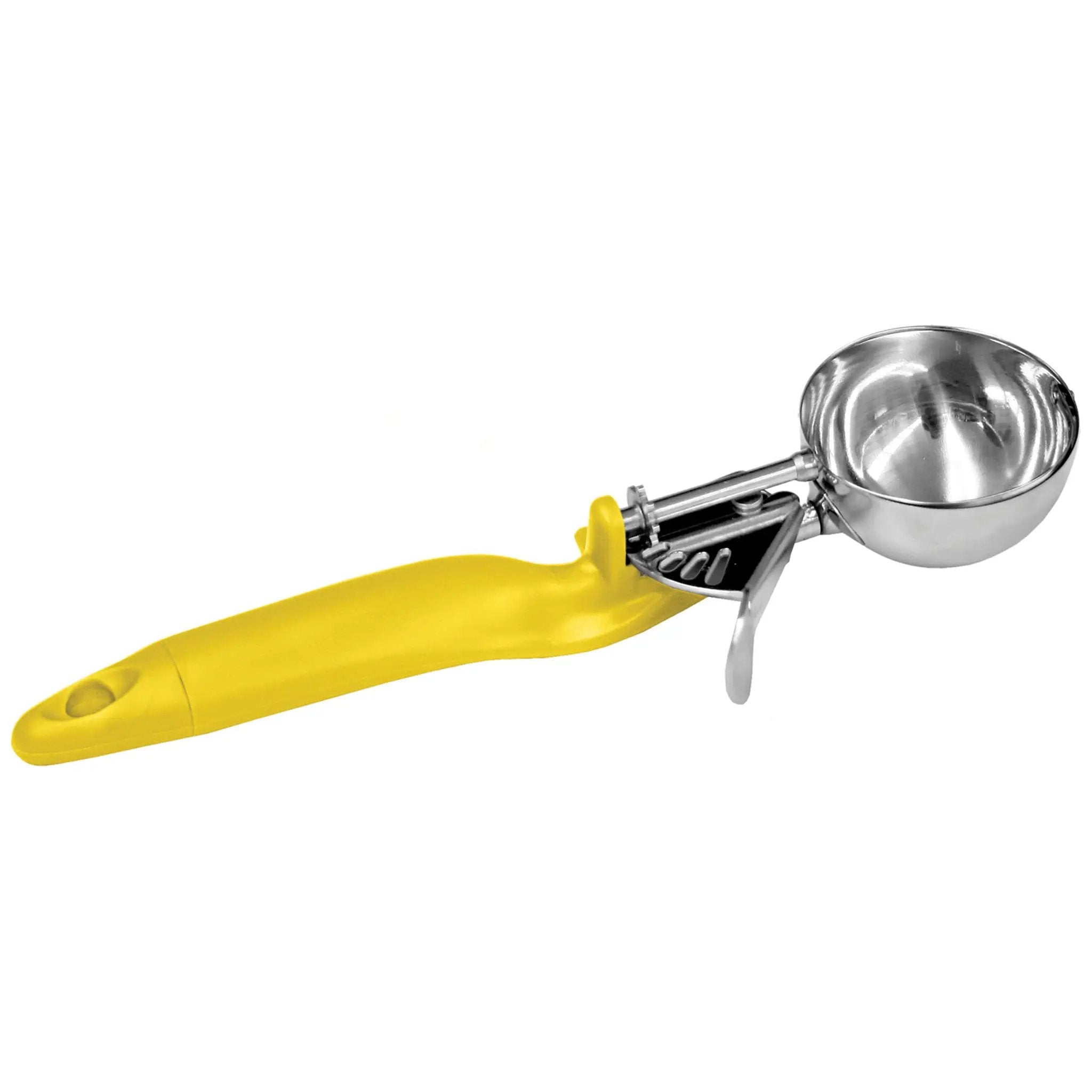 Thunder Group 1-5/8" x 3" x 1-1/4", Lever Disher, Yellow Color, Stainless Steel 18/8, 304 Material, Polypropylene Ergonomic Handle, Color Coded, Dishwasher Safe, Accurate Portion, Easy to Clean, NSF by Thunder Group (thunder-group-1-5-8-x-3-x-1-1-4-lever-disher-yellow-color-stainless-steel-18-8-304-material-polypropylene-ergonomic-handle-color-coded-dishwasher-safe-accurate-portion-easy-to-clean-nsf)